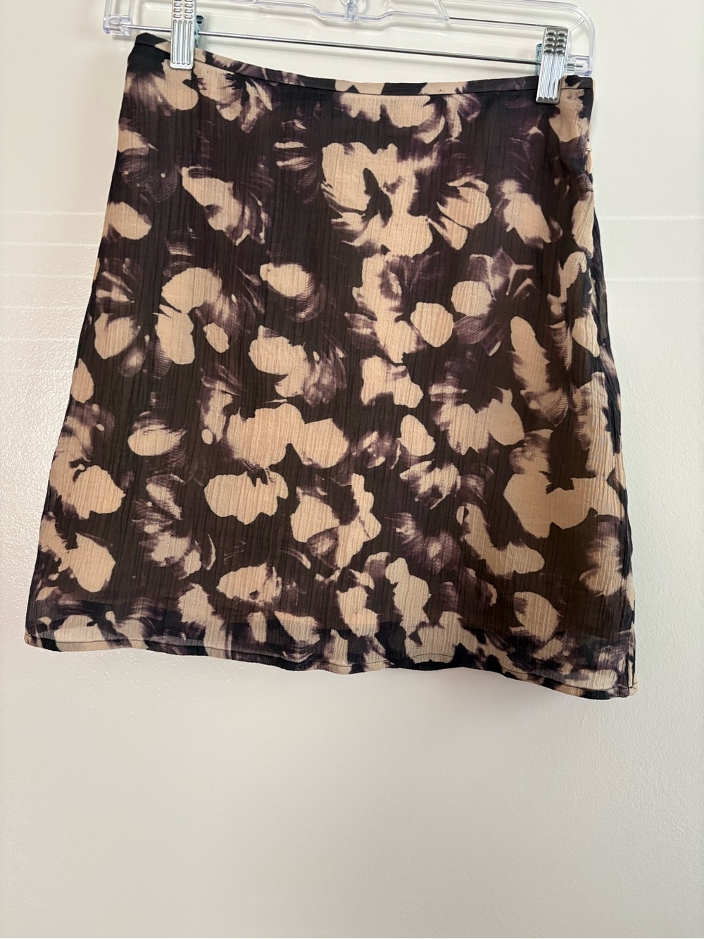 & Other Stories Blurred Floral Pattern Mini Skirt Purple/Beige Size 2